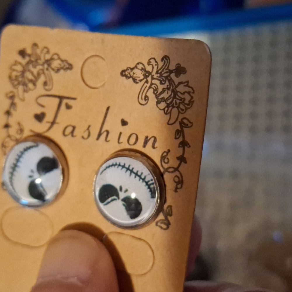Nightmare before Christmas earrings studs Jack Skellington head face Halloween